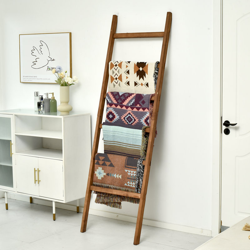Gracie Oaks 6.4ft Wooden Blanket Ladder,24in Wide, Brown