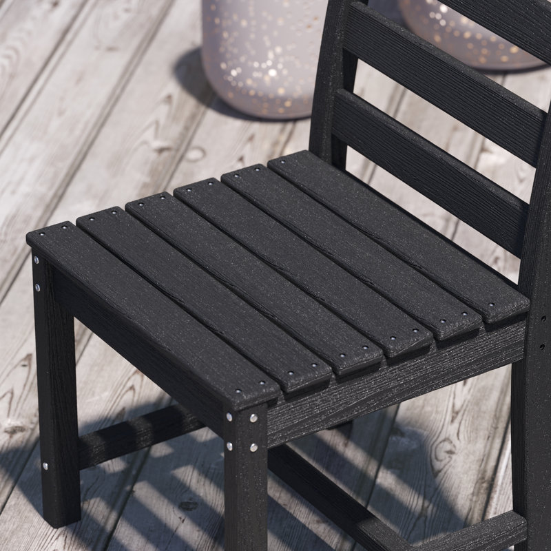 Ensemble de chaises de patio HDPE toutes saisons (ensemble de 2), Noir, noir, noir, noir