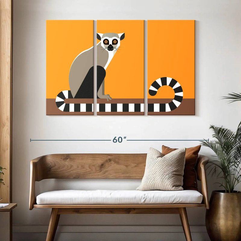 Illustration d'un lémur catta, 32" H x 50" W