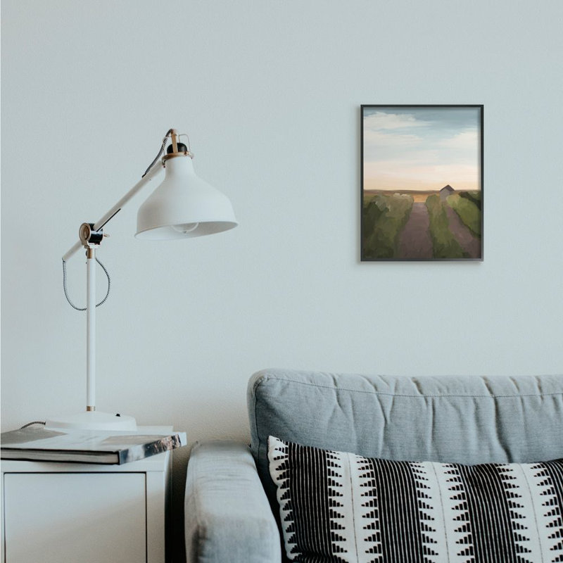 «Subtle Vineyard Landscape with Ombre Skyline» par Gigi Louise - impression d'art graphique, H 14 po x l 11 po x P 1,5 po