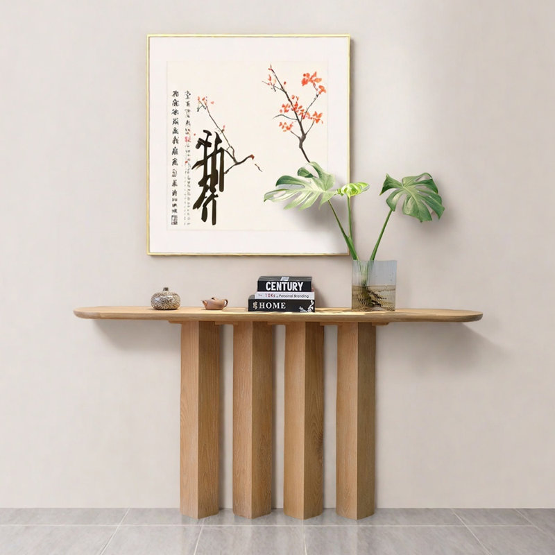 Chinese Style Solid Ash Wood Console Table, 31.5" H x 55.1" W x 11.8" D