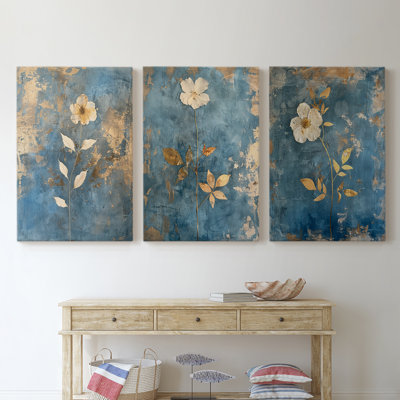 Floral Study Series XV - Ensemble de toiles tendues avec châssis Premium - Prêt à être accroché