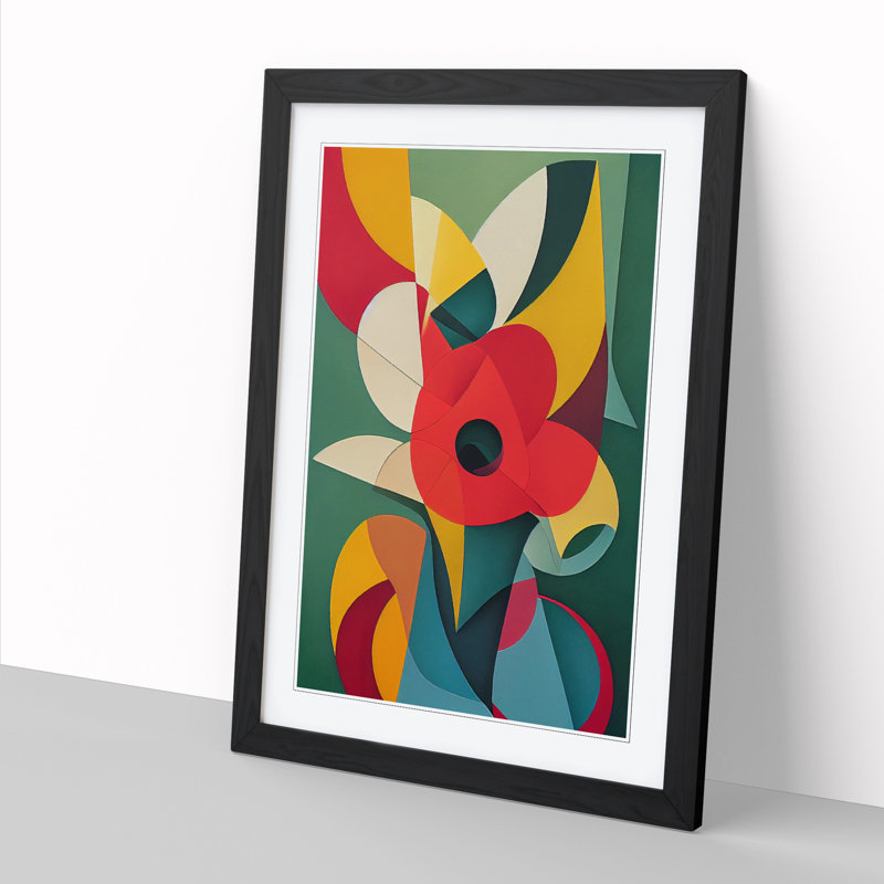 Anistin Floral Cubism Flowers - Picture Frame Print, Black, 34cm H x 25cm W