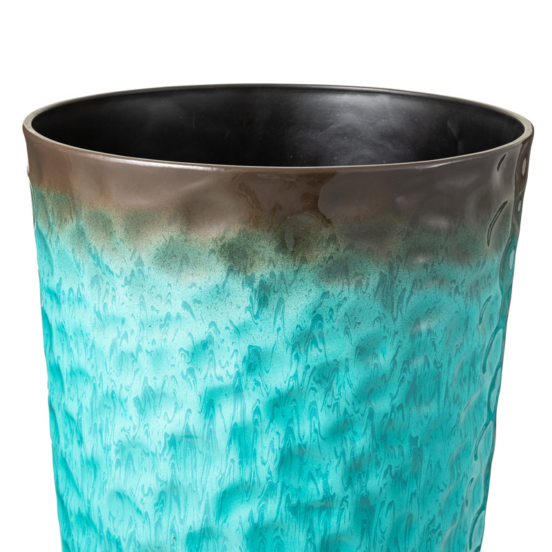 Pot à fleurs texturé nid d'abeille, H 23,75 po x l 13,75 po x P 13,75 po, Turquoise