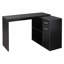 Bureau d'ordinateur de coin en L noir pivotant à 180 °, poste de travail avec tablettes indépendantes, tiroirs et armoire de rangement-619266792-619266795