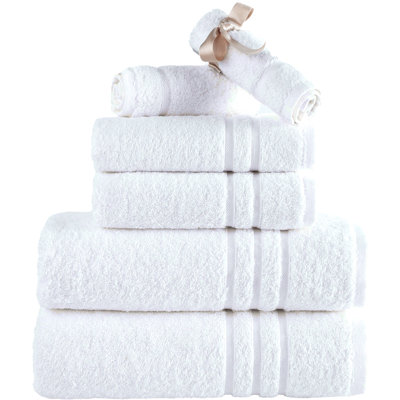 Biskoupky Bath Towels Set for Bathroom Original Turkish Cotton Soft, Absorbent and Premium 2 Bath Towels, 2 Hand Towels, 2 Washcloths