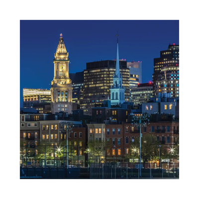 Boston Blue Hour Skyline by Melanie Viola - Wrapped Canvas Print