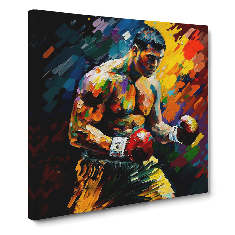 Boxing Palette Knife Painting - Print, 50cm H x 50cm W x 3cm D