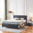 Laurea 3 Piece Bedroom Set, Industrial Bed Frame with 2 Nightstands Set, Metal Platform Bed with Wood Headboard & Footboard, Farmhouse Bedroom Furniture Set with Charging End Tables, 2 AC Outlets & 2 USB Ports, No Box Spring Needed-1962201620-1962201644