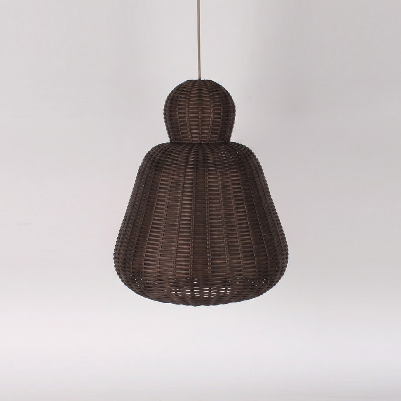 Luminaire suspendu en rotin brun, 22" H x 18.1" W x 18.1" D, Brown
