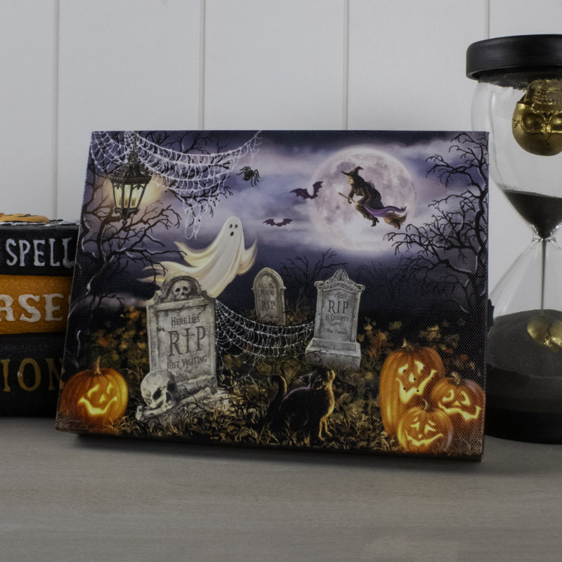 Happy Haunting 8x6 Lighted Tabletop Canvas