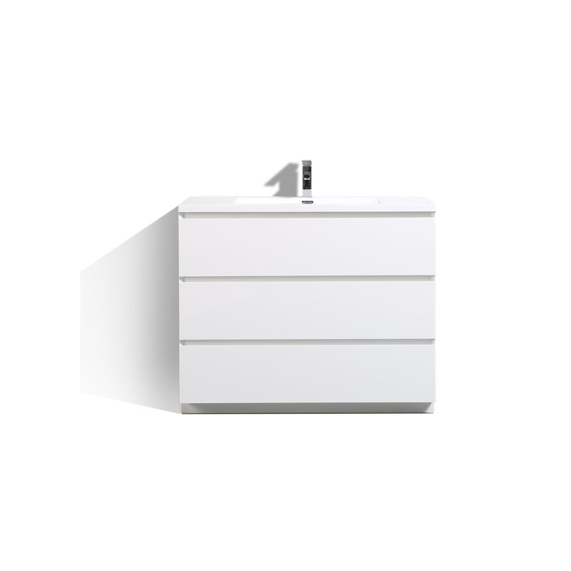 Single Bathroom Vanity Base Only, High Gloss White