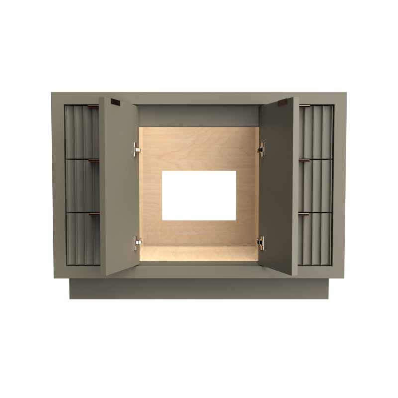 Lecrieú Single Extra Wide Bath Vanity, French Olive, 48", Champagne Bronze