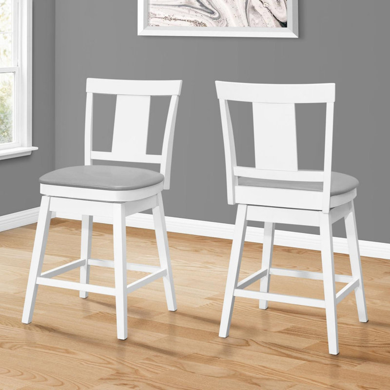Tabouret de bar pivotant transitionnel, Siège gris / cadre blanc