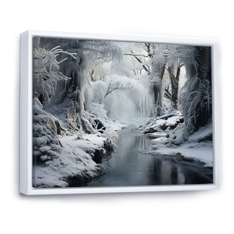 «Winter Silent Woods I - Winter Landscape», art mural sur toile, H 12 po x l 20 po x P 1 po, Cadre flottant blanc