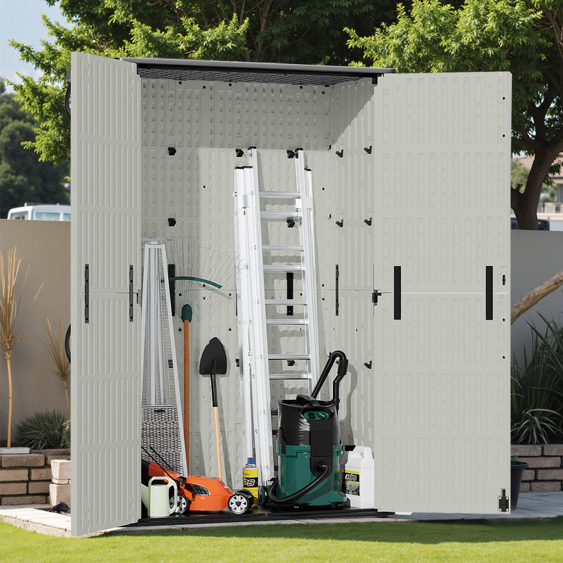 4 Ft. W X 2 Ft. D Outdoor Resin Vertical Storage Shed, Beige
