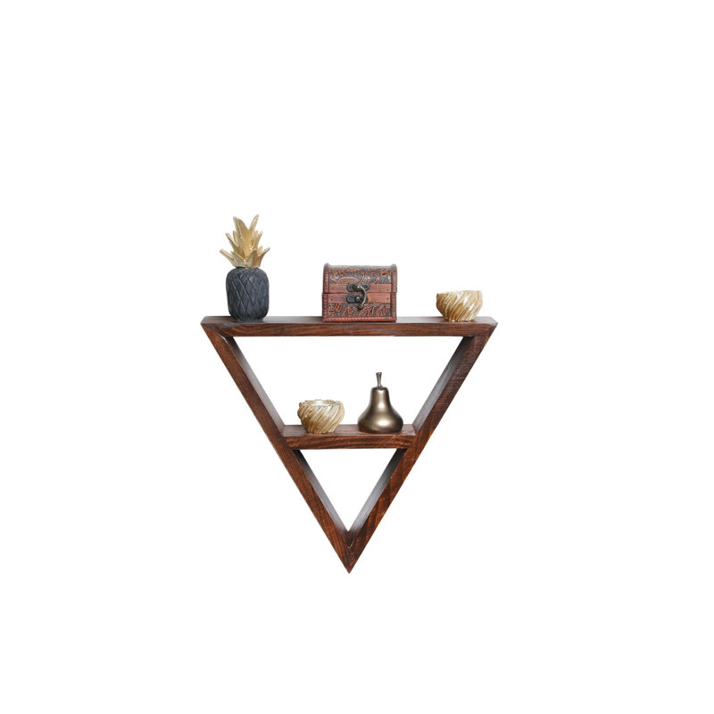 Tablette murale faite à la main, 15,4 x 13,4 x 6,3 pouces, 100% bois de sapin véritable, finition noyer rustique | Conception polyvalente pour les espaces modernes et traditionnels, fixation murale facile | Parfait pour mettre en valeur les éléments essentiels à la décoration et à l'organisation