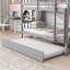 Lit superposé simple en bois d'hévéa simple avec lit gigogne, conception convertible, échelle et garde-corps de sécurité, gris-118038516