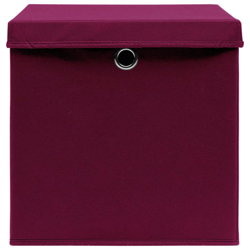 Storage Boxes with Lids Fabric, 28cm H x 28cm W x 28cm D, Dark Red