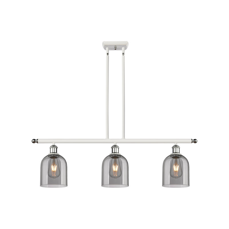 Odaniel 3 - Light Kitchen Island Pendant, White Polished Chrome, Light Smoke