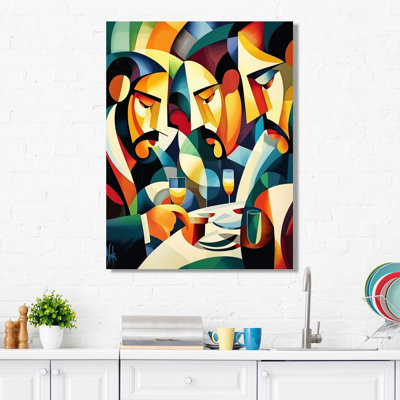 «Cubic Morning Coffee With Friends I», décoration murale en métal «Food & Beverage», impression sur métal
