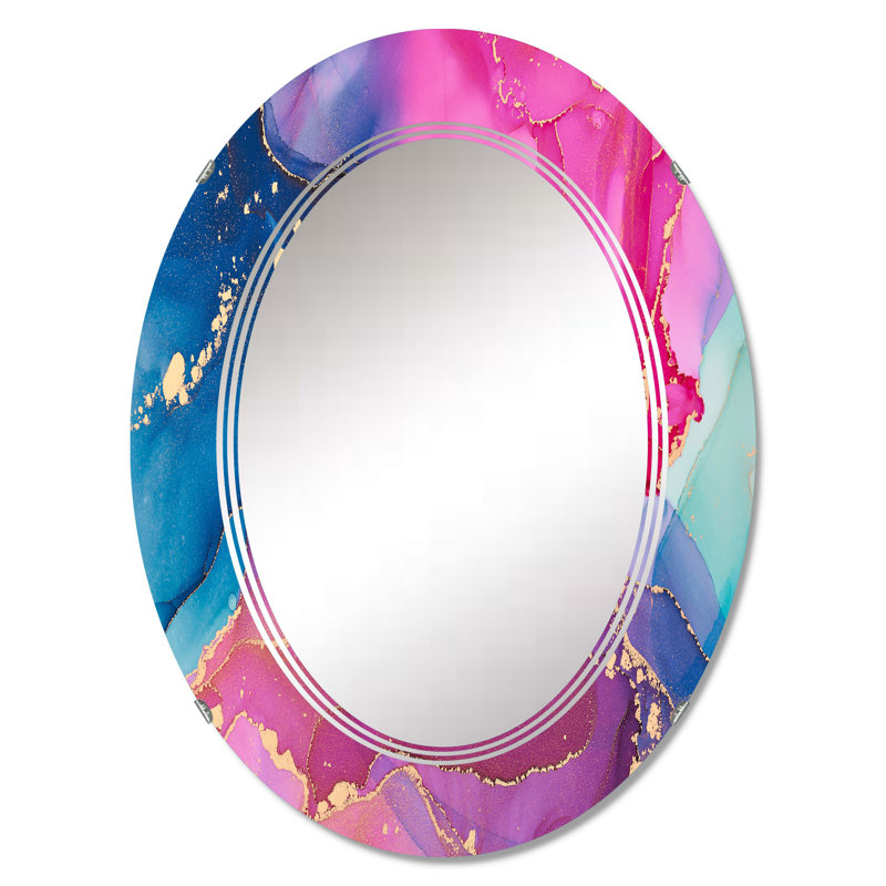 Mauve et rose, art abstrait fluide de luxe - miroir mural moderne, 36 po x 24 po