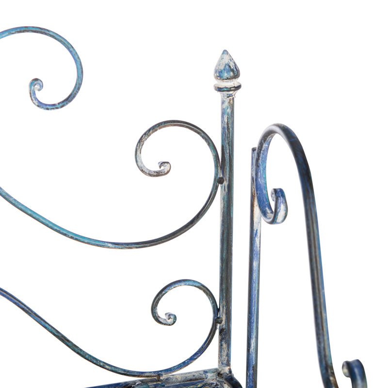 Antique Blue Iron 3-Tier Corner Shelf