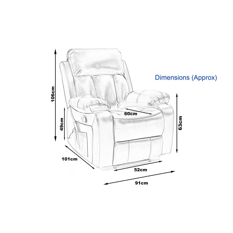 Analiha 91cm Wide Wing Chair Recliner, Black Leather Match