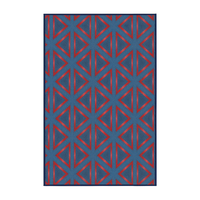 Tapis bleu/rouge à motifs, Rectangle 4 pi x 6 pi