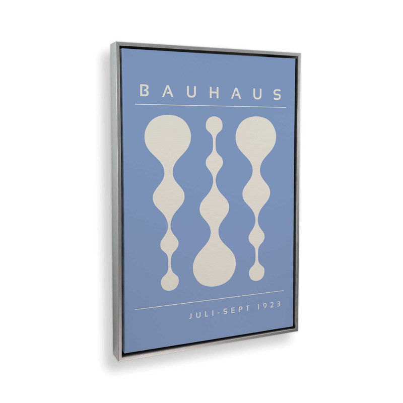 «Blue Retro Bauhaus», affiche sur toile encadrée, H 18,75 po x l 12,75 po x P 1,75 po, Chrome poli