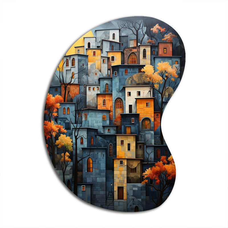 Décoration murale irrégulière en métal Giddings - City Buildings, H 31 po x l 22 po
