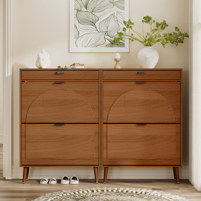 dresser with shoe storage to Entry cabinet 5 (Mens) and Size 10 (Womens) shoes Flat packed Designer Curved Three-dimensional Texture Fluted