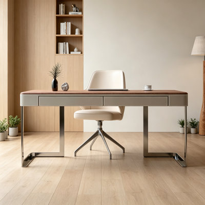 Retro Rectangular Nut-brown Wooden Writing Desk