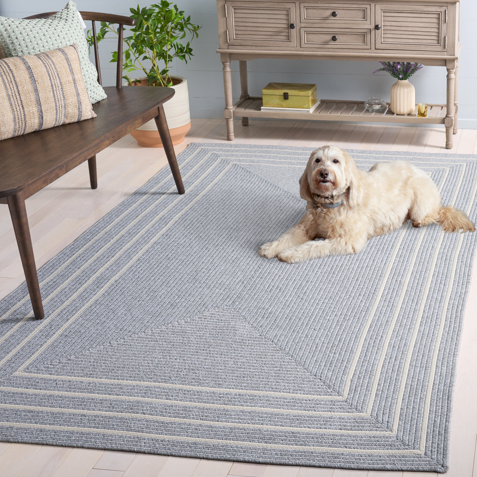 Braided Hand Woven Performance Machine Washable Solid Color Rug, Rectangle 5' x 8'