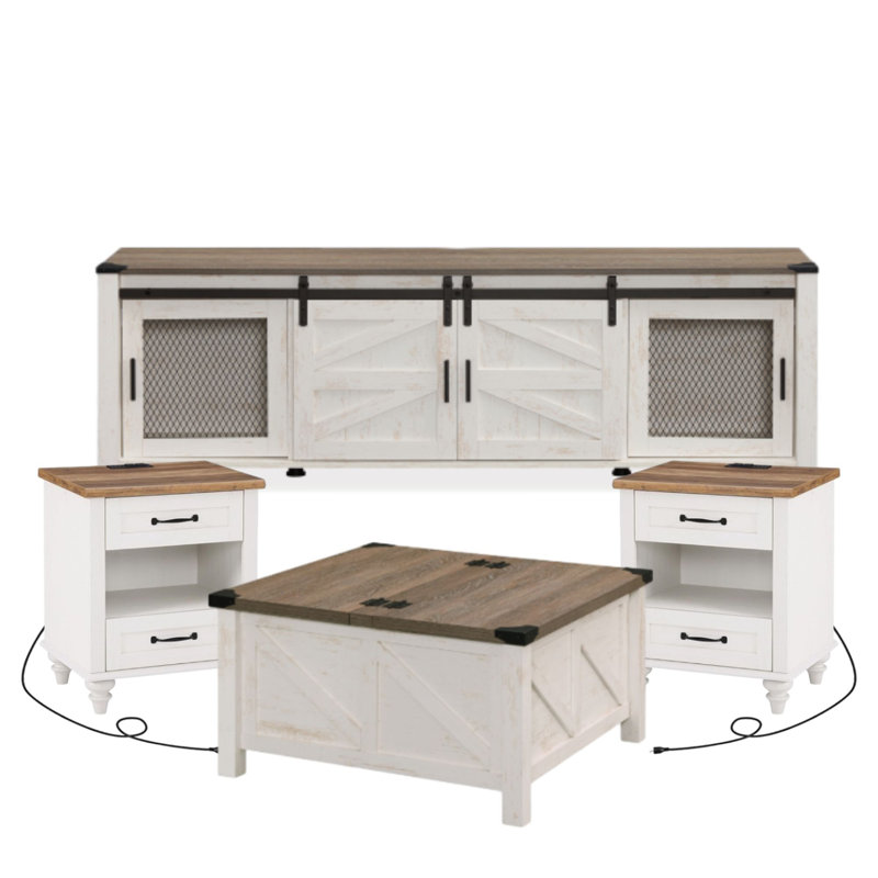 Allyssa 4 Piece Farmhouse Coffee Table Set