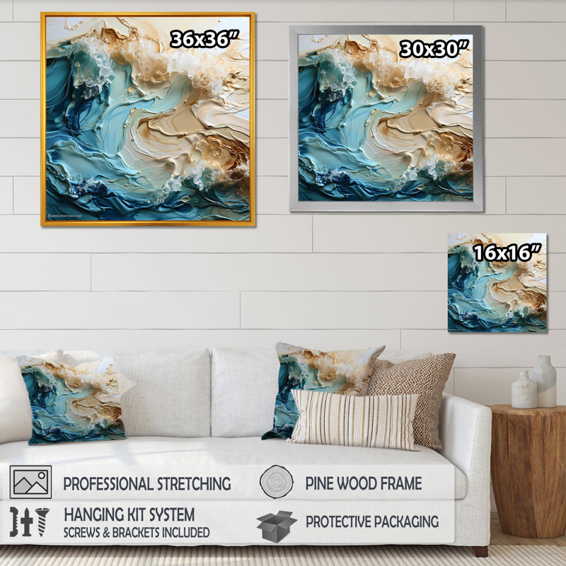Ocean Ocean, vague liquide, art III, Cadre naturel flottant, H 30 po x l 30 po x P 1 po