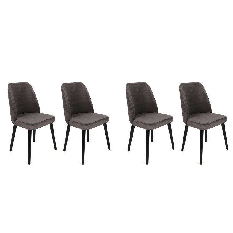Ensemble de chaises en tissu de velours moderne (4 pièces), anthracite et noir, 19,7 x 35,4 x 19,3 pouces | Cadre 100% métal avec pieds en bois de charme | Siège élégant et durable pour salle à manger ou espace de vie, capacité de 352 lb