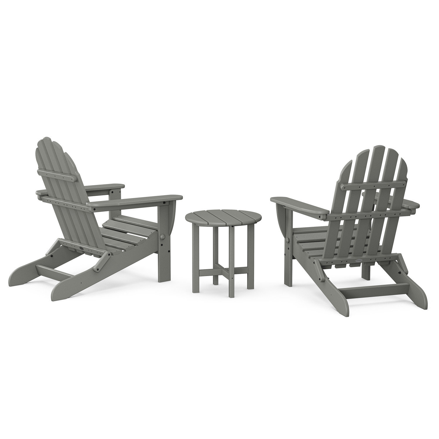 POLYWOOD® Classic Adirondack 2-Person Patio Seating Group, Slate Gray