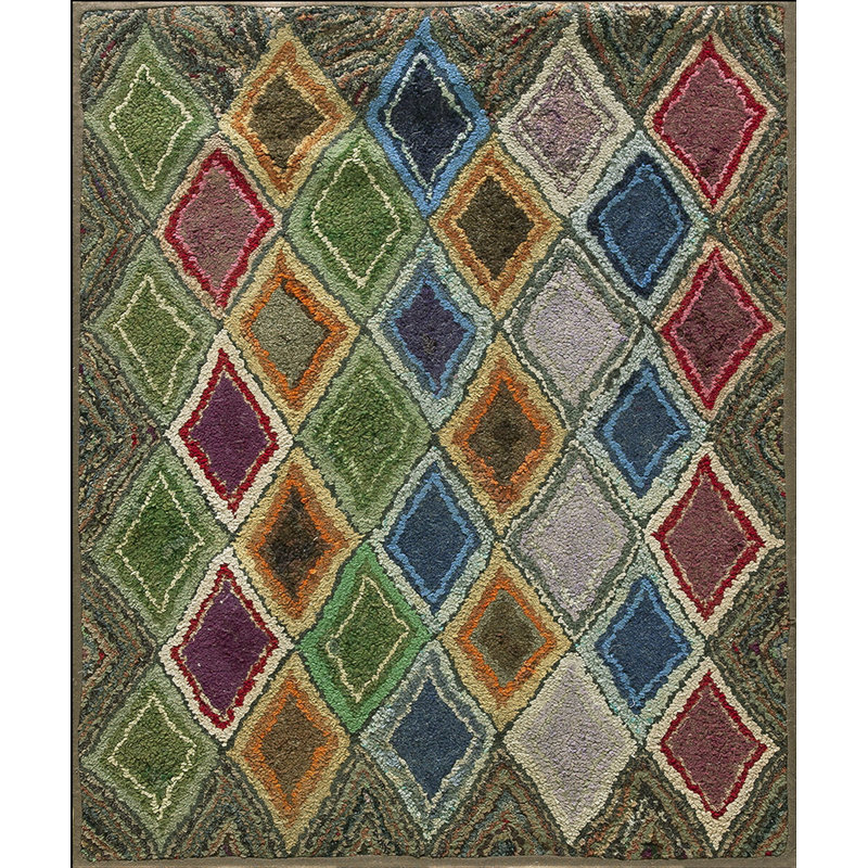 Tapis antique en laine à crochets American