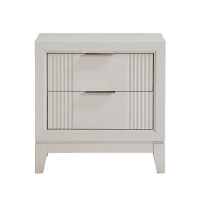 Table de chevet 1Pc avec 2 tiroirs, finition blanche antique