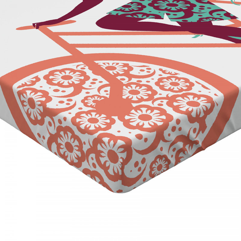 Queen Coral and Seafoam Floral Microfiber Fitted Sheet