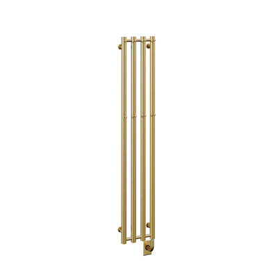 10.5"x59" Rosendal Vertical Modern Wall Mounted Electric Plug-In Towel Warmer - PVD Brushed Gold, Fluid Filled, Sleek Vertical Design, Lifetime Warranty