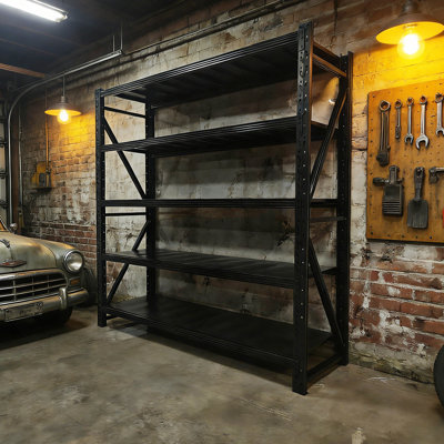 Trent Austin Design® 5-Tier Heavy Duty Garage Shelving Unit, Adjustable Metal Storage Rack For Warehouse & Home, Black Steel Organizer