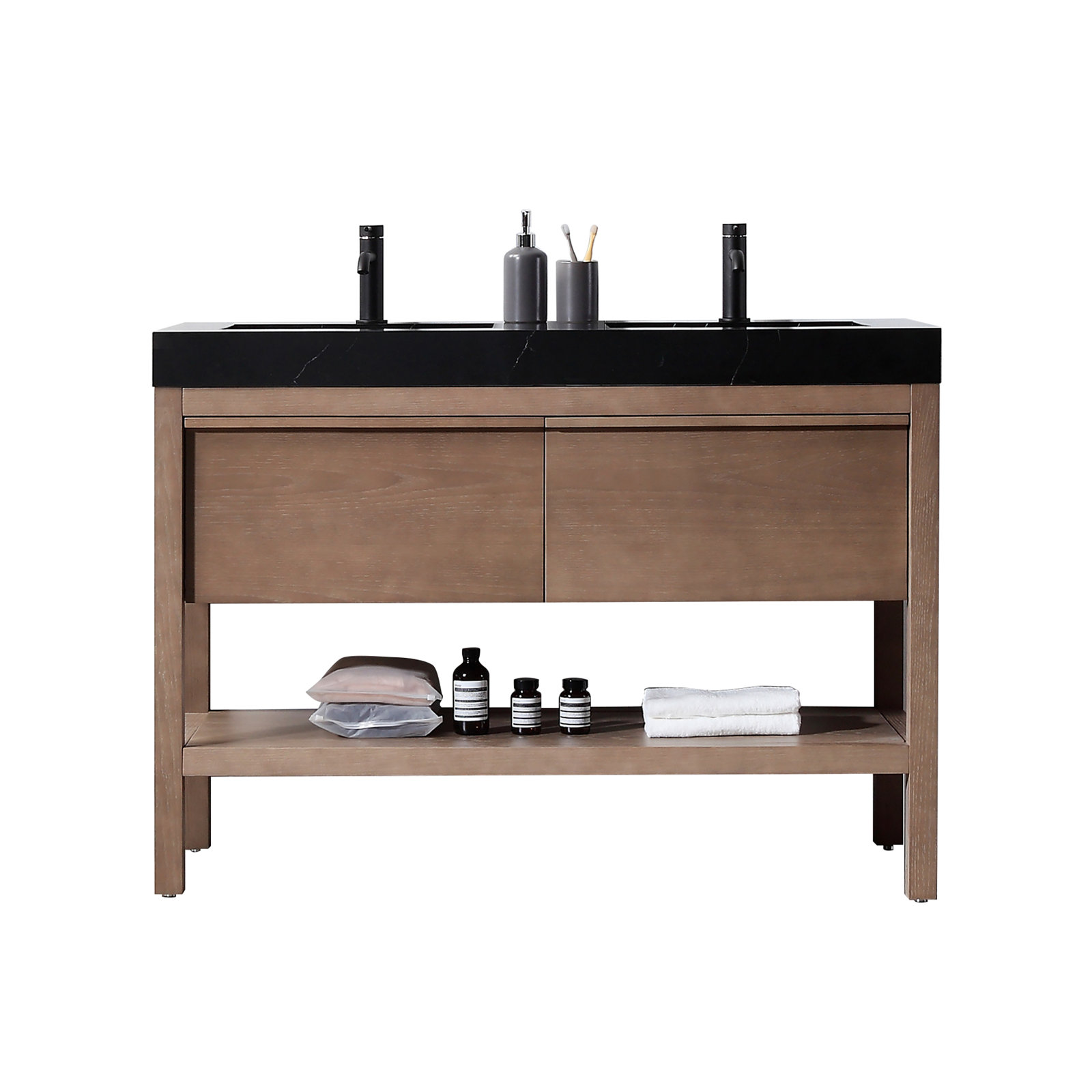 Ariane 47.54" Double Bathroom Vanity Set, Chestnut
