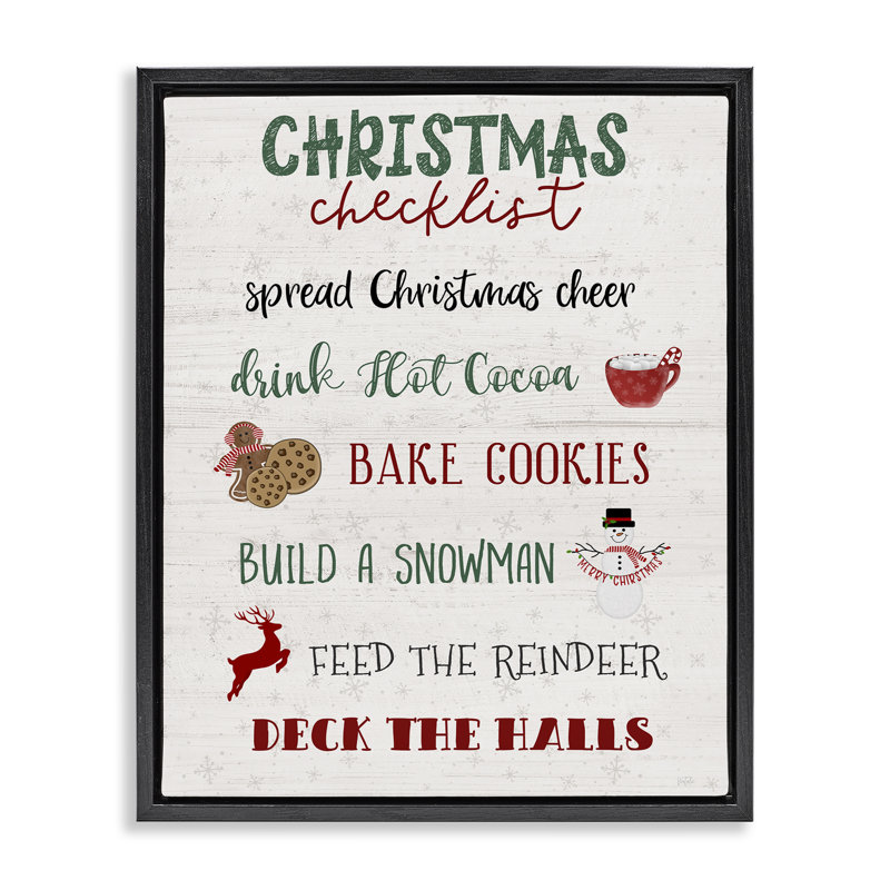 «Rustic Christmas List», estampe numérique encadrée par Natalie Carpentieri, Cadre flottant noir de jais, 17 x 21
