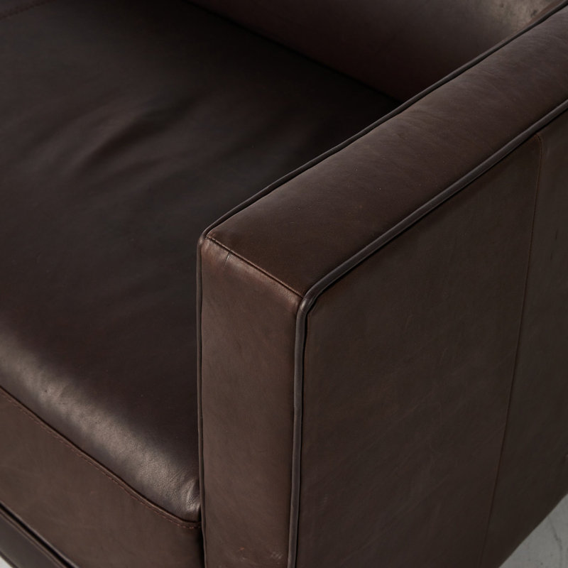 Phillip 94.5" Upholstered Sofa, Heirloom Cigar Top Grain Leather