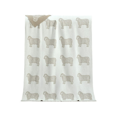 Beige Sheep Knitted Throw