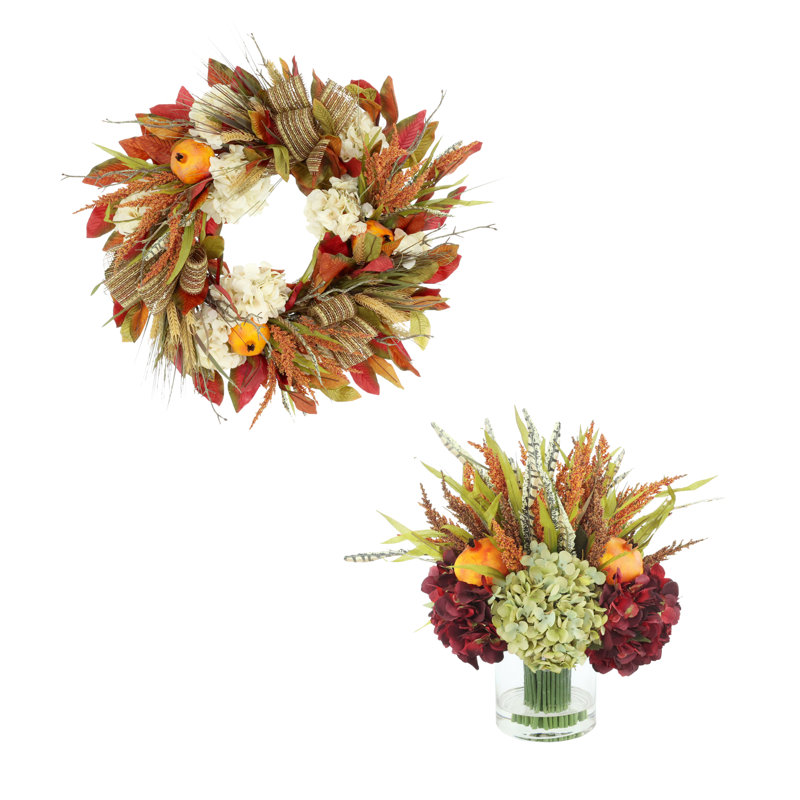 Hydrangea and Thistle Fall  and Floral Arrangement