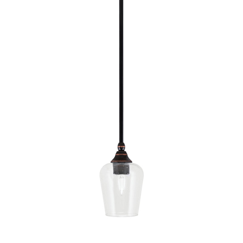 Mini-luminaire suspendu suspendu avec tige en verre noir 5 po