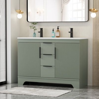 Skeen 48" Double Sink Bathroom Vanity Set With Resin Sink Top, Faucet, Assembly Required
